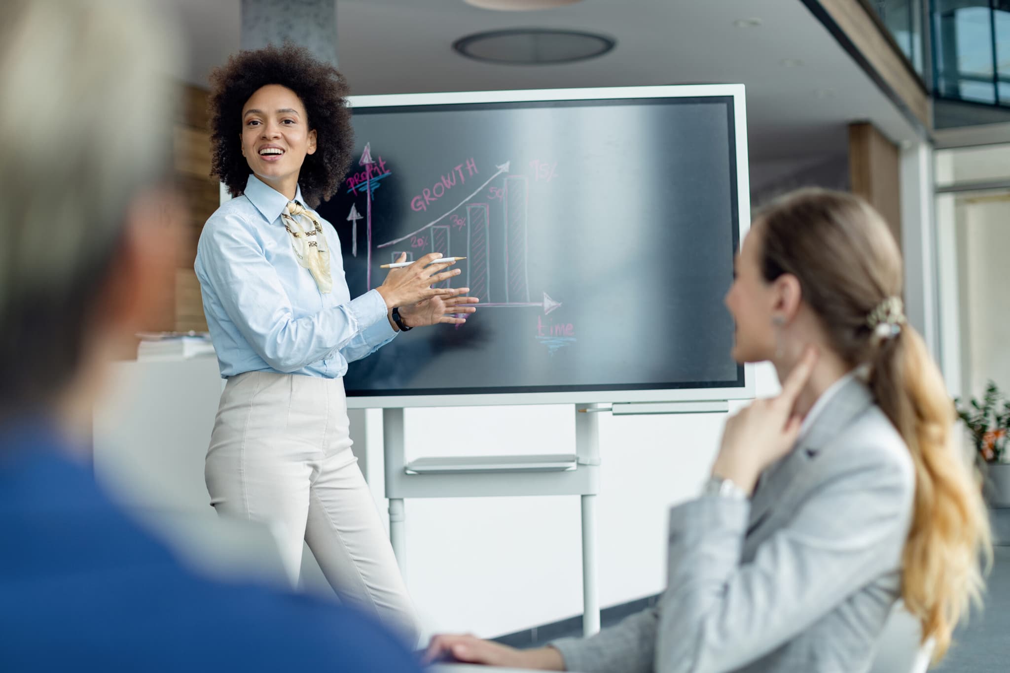 Presenting business growth chart